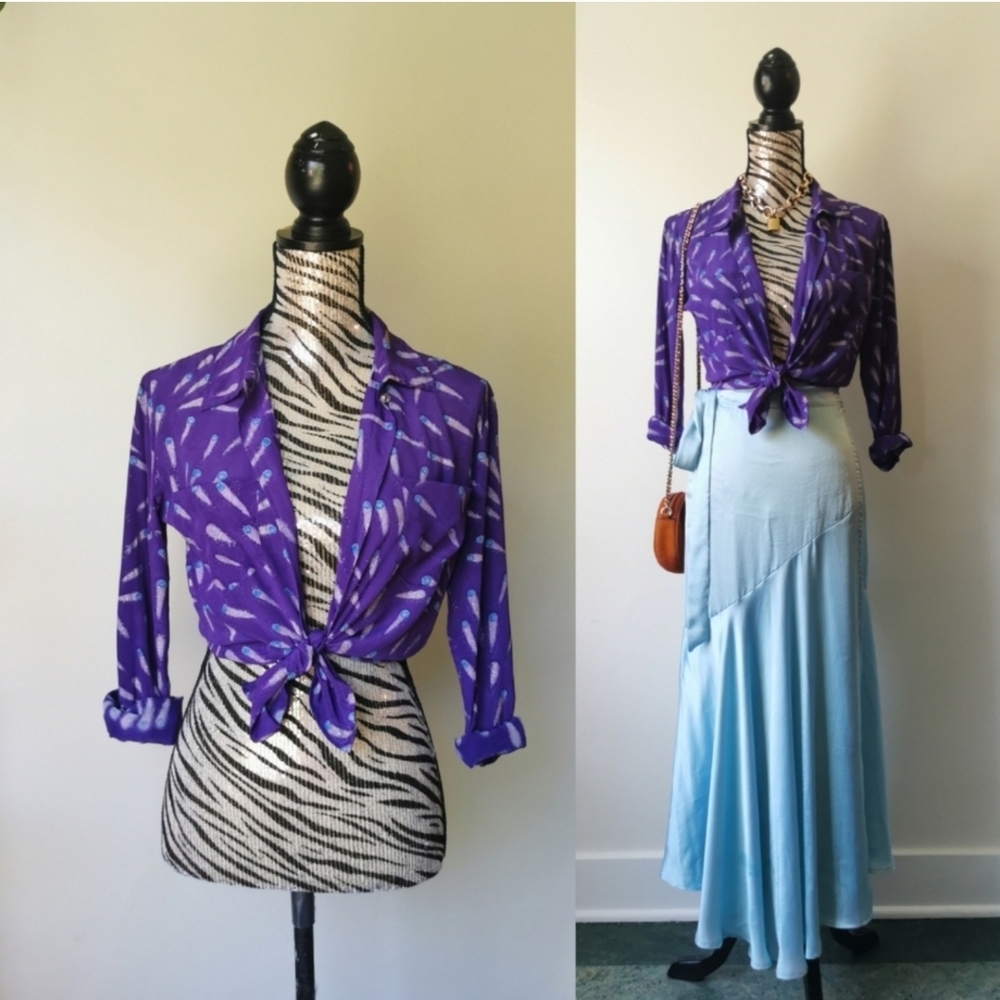 vintage versace 100% silk comet top